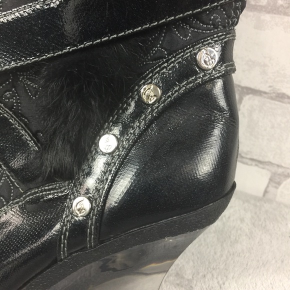 Baby Phat Odessa Black Clear Wedge Heel Size 7B - Picture 7 of 8